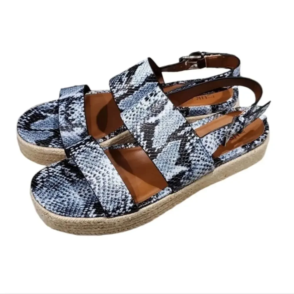 NATURALIZER blue black python snakeskin Espadrille platform sandals size 9.5 New
